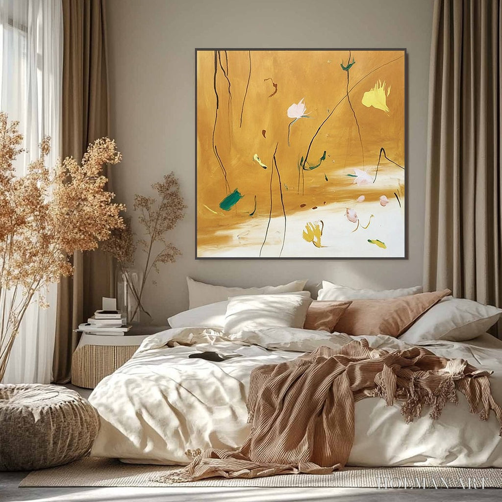 HOLMAN ART Ochre Whispers – Wabi Sabi Inspired Abstract Floral Painting - image 6