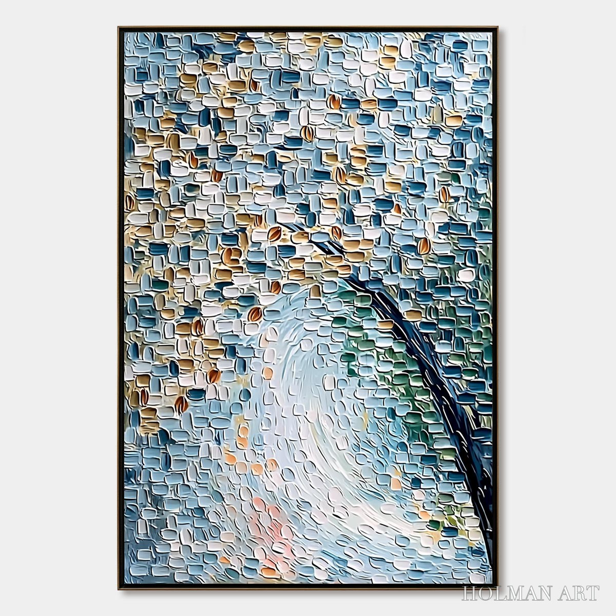 HOLMAN ART Cobblestone Blossom – Heavily Textured Abstract Tree Painting with Palette Knife Detail - image 1