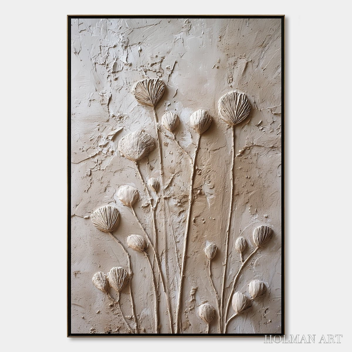 HOLMAN ART Earthen Blooms – Textured Wabi-Sabi Floral Impasto Painting - image 1