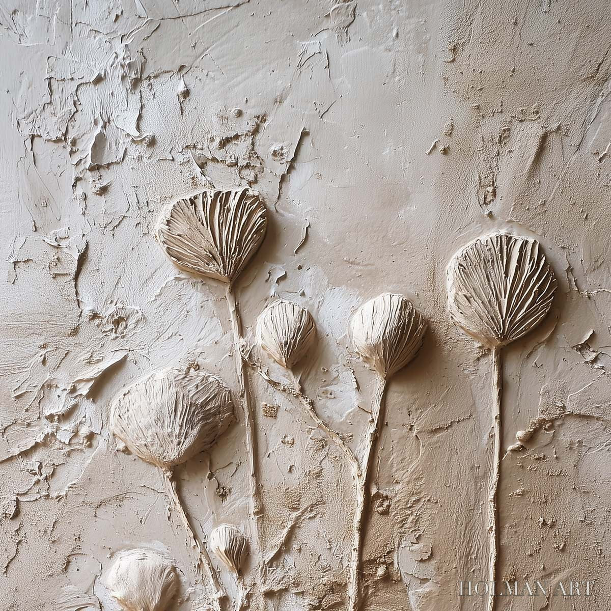 HOLMAN ART Earthen Blooms – Textured Wabi-Sabi Floral Impasto Painting - image 3