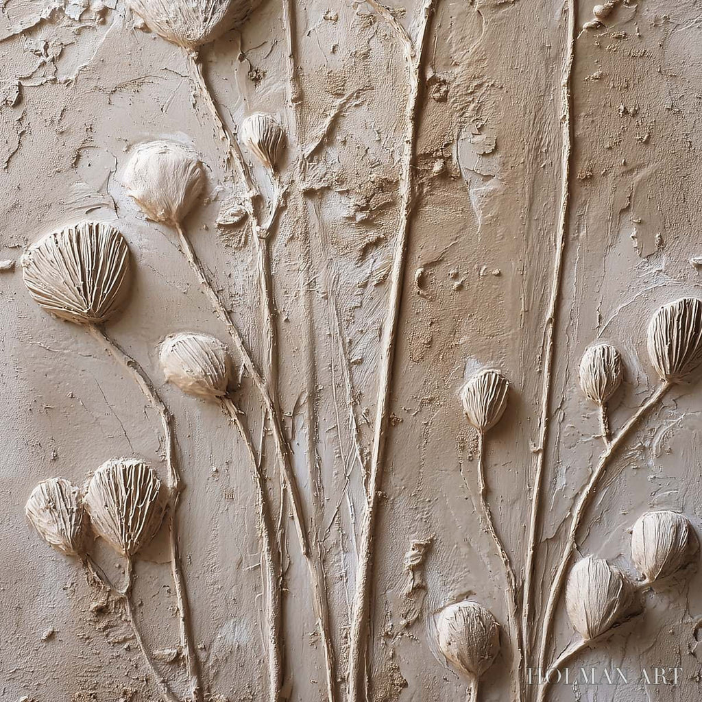 HOLMAN ART Earthen Blooms – Textured Wabi-Sabi Floral Impasto Painting - image 5