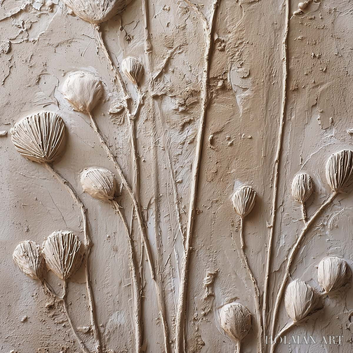 HOLMAN ART Earthen Blooms – Textured Wabi-Sabi Floral Impasto Painting - image 5
