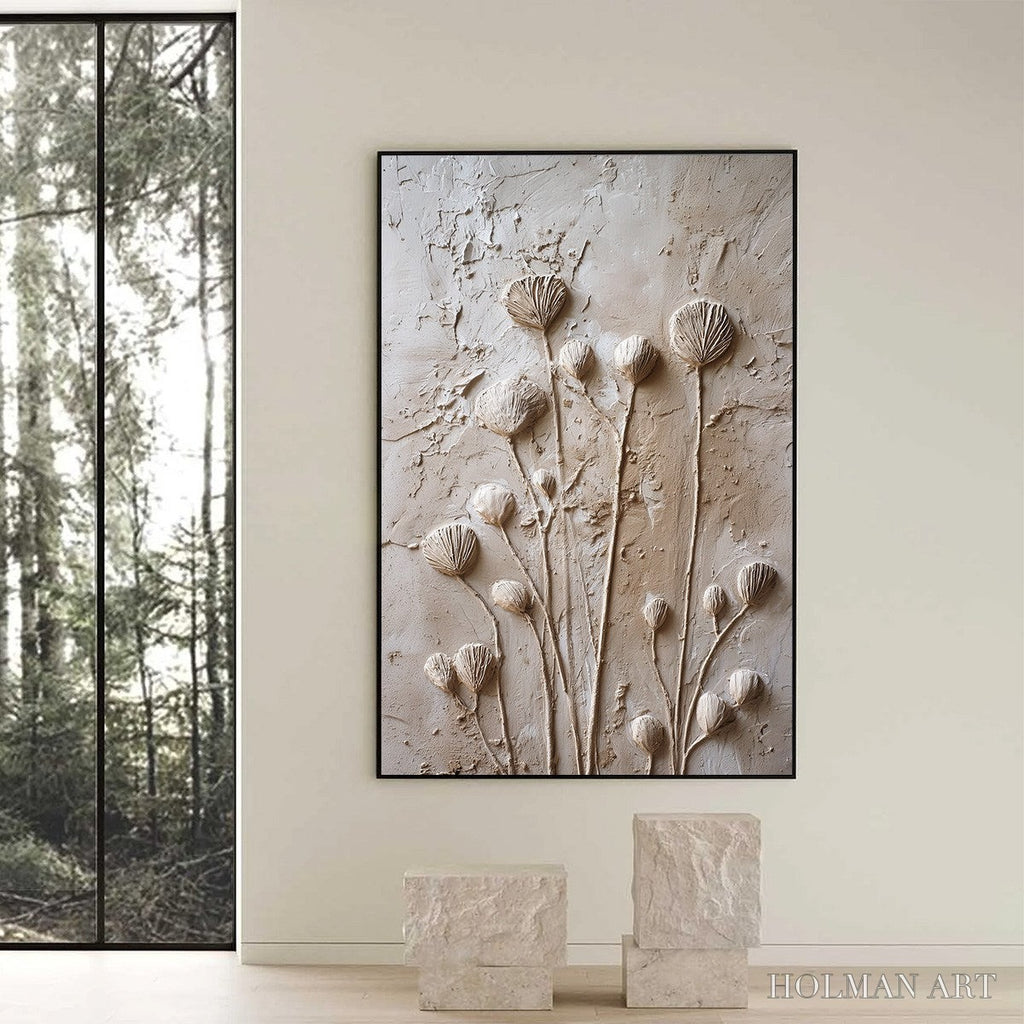 HOLMAN ART Earthen Blooms – Textured Wabi-Sabi Floral Impasto Painting - image 6