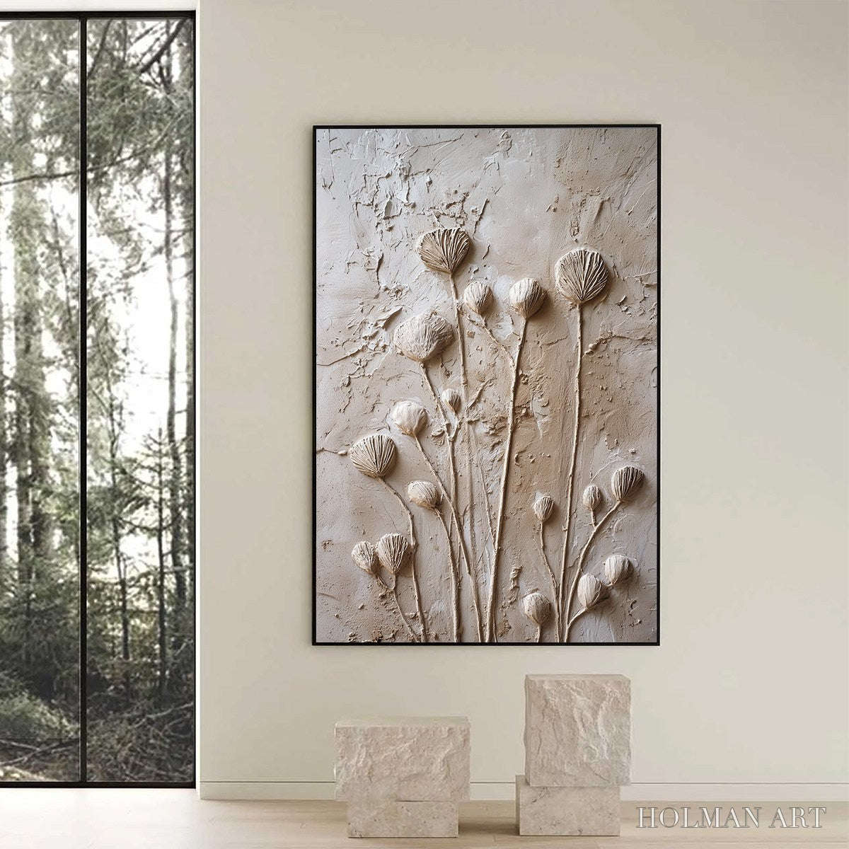 HOLMAN ART Earthen Blooms – Textured Wabi-Sabi Floral Impasto Painting - image 6