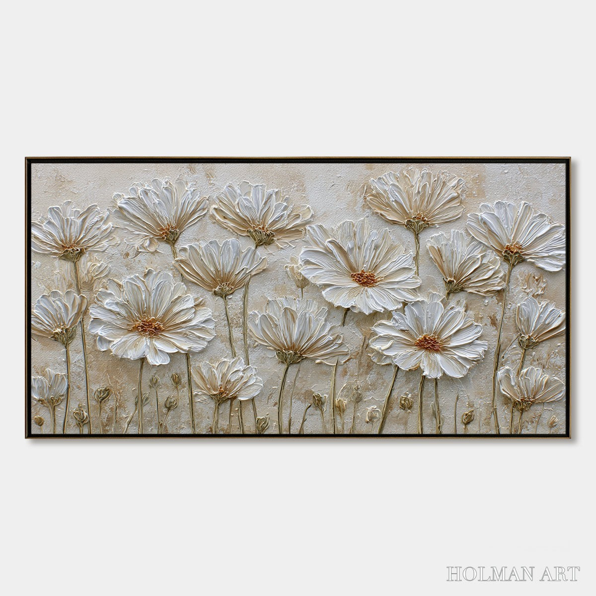 HOLMAN ART Ivory Bloom – Textured Wabi Sabi Floral Impasto Painting - image 1