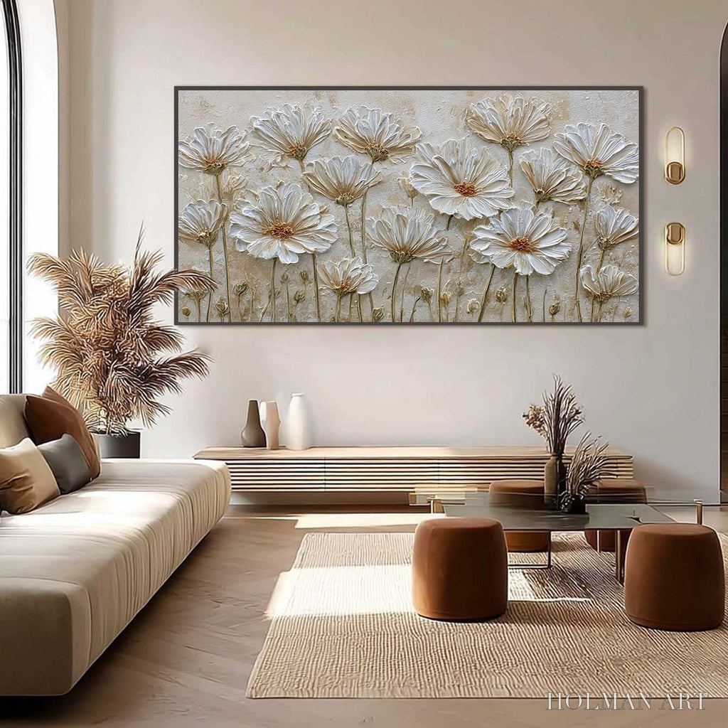 HOLMAN ART Ivory Bloom – Textured Wabi Sabi Floral Impasto Painting - image 6