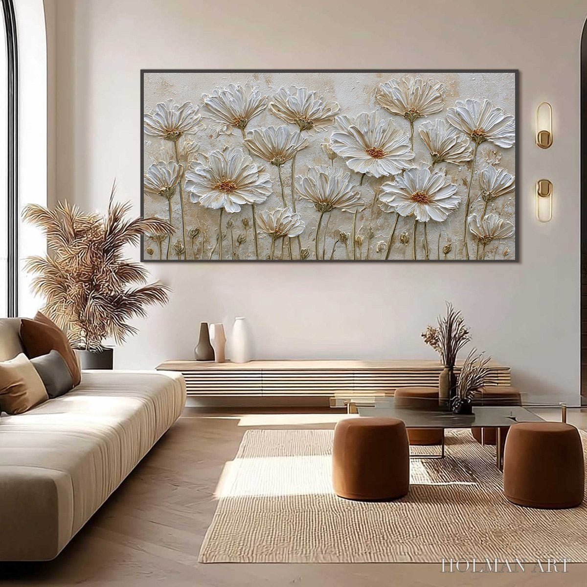HOLMAN ART Ivory Bloom – Textured Wabi Sabi Floral Impasto Painting - image 6