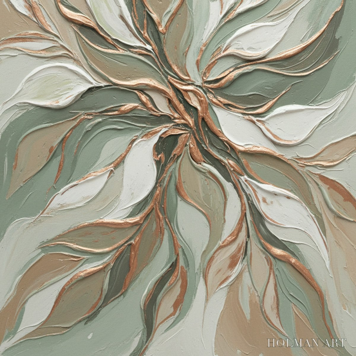 HOLMAN ART Verdant Whisper – Textured Abstract Botanical Leaf Painting - image 5