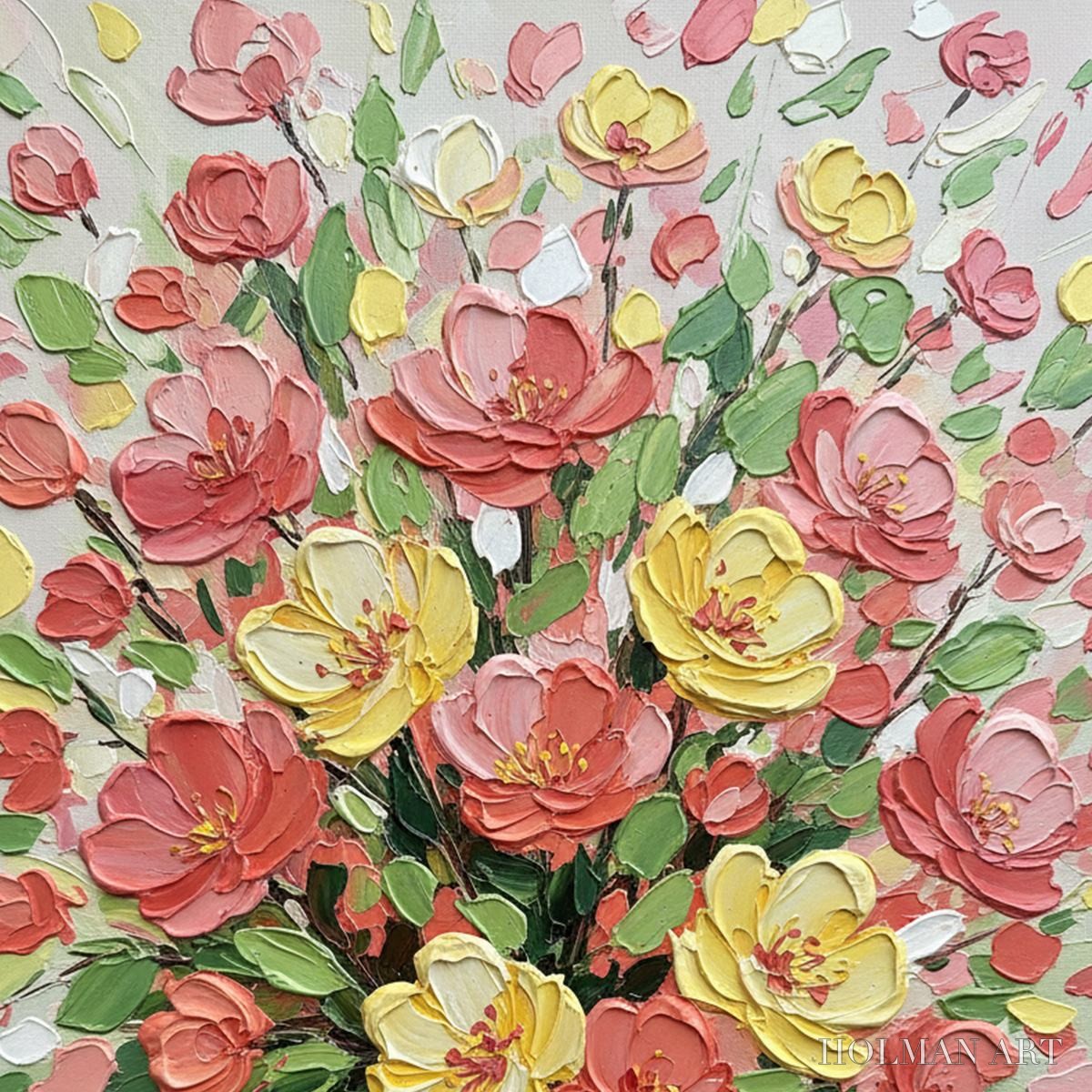 HOLMAN ART Joyful Bloom – Textured Floral Impasto Oil Painting - image 3