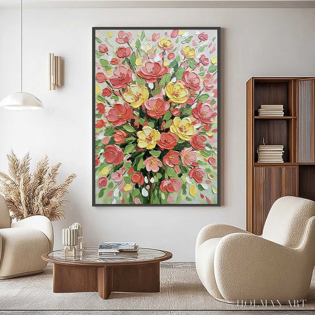 HOLMAN ART Joyful Bloom – Textured Floral Impasto Oil Painting - image 4