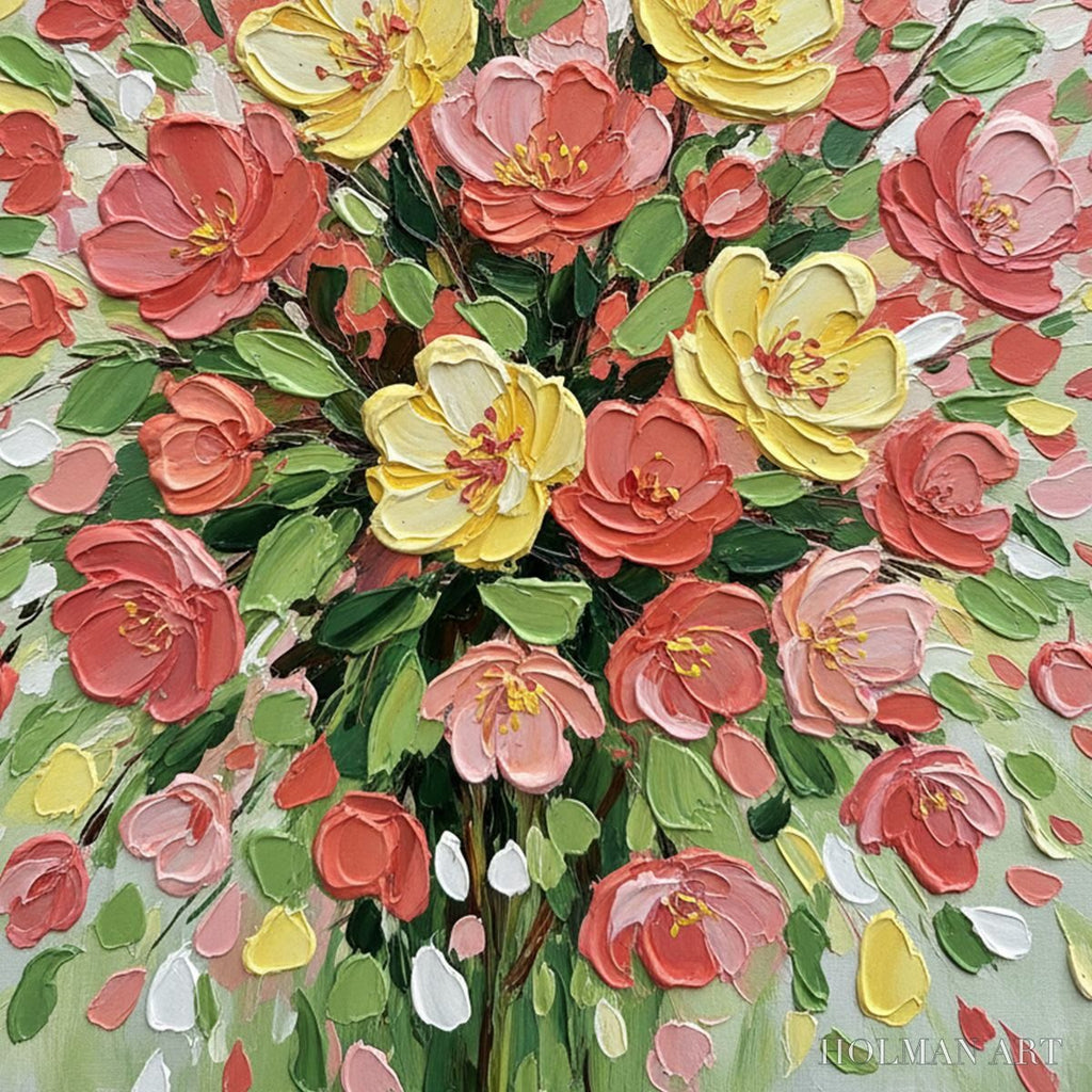 HOLMAN ART Joyful Bloom – Textured Floral Impasto Oil Painting - image 5