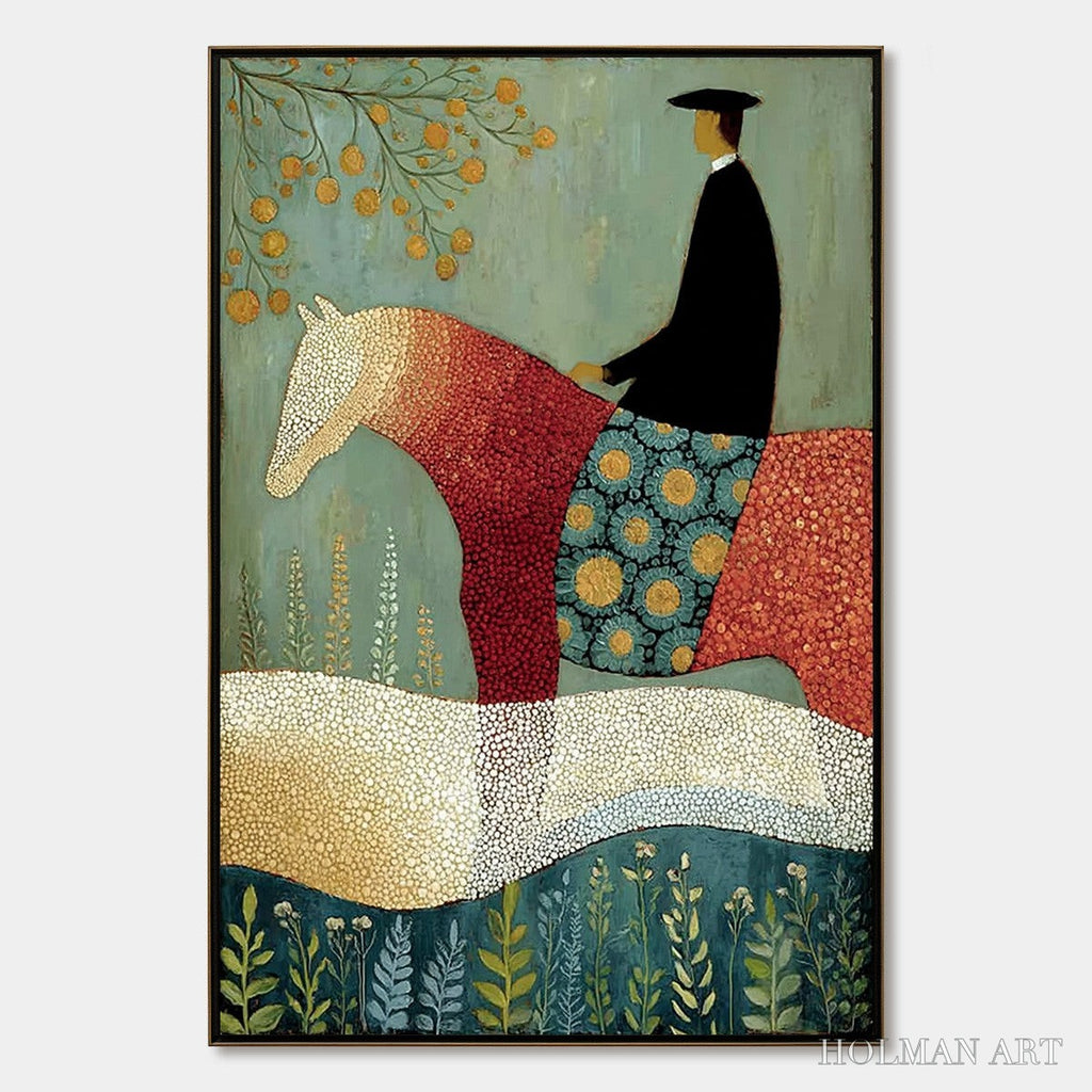 HOLMAN ART A Gentle Journey – Textured Figurative Painting of a Rider and Horse - image 1
