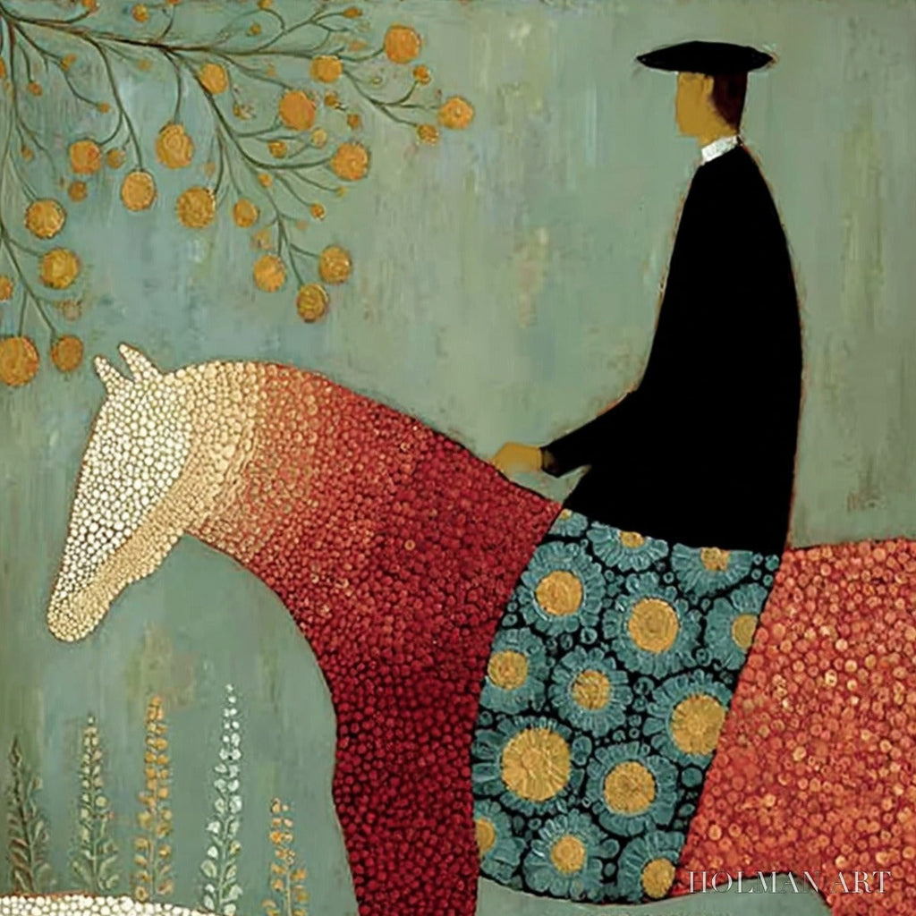 HOLMAN ART A Gentle Journey – Textured Figurative Painting of a Rider and Horse - image 3