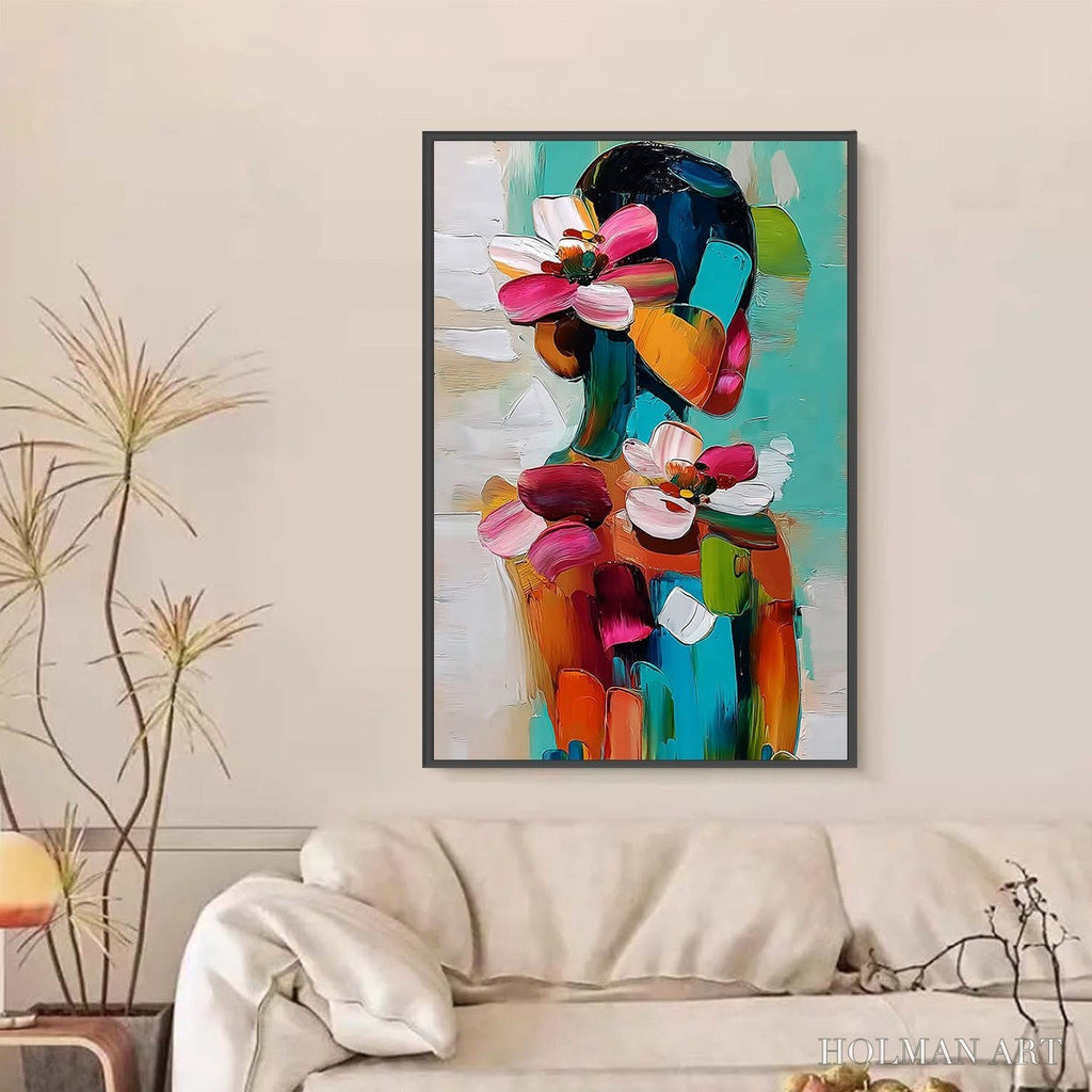HOLMAN ART Floral Ascension – Colorful Abstract Floral Portrait Impasto Oil Painting - image 2
