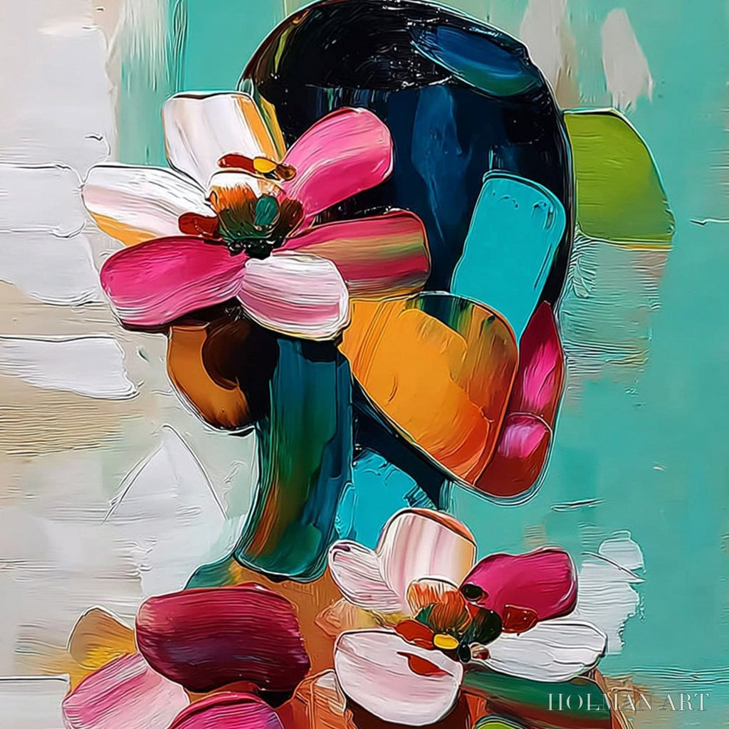 HOLMAN ART Floral Ascension – Colorful Abstract Floral Portrait Impasto Oil Painting - image 3