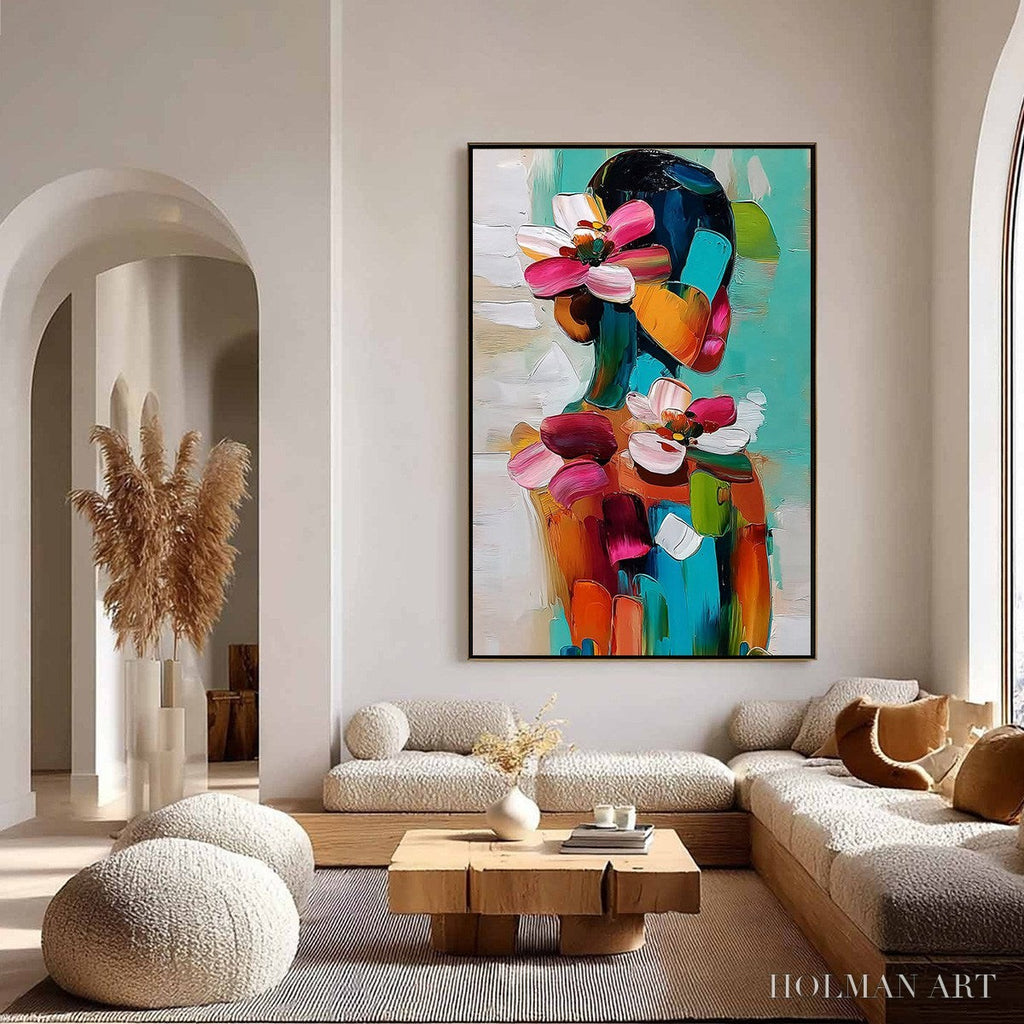 HOLMAN ART Floral Ascension – Colorful Abstract Floral Portrait Impasto Oil Painting - image 4