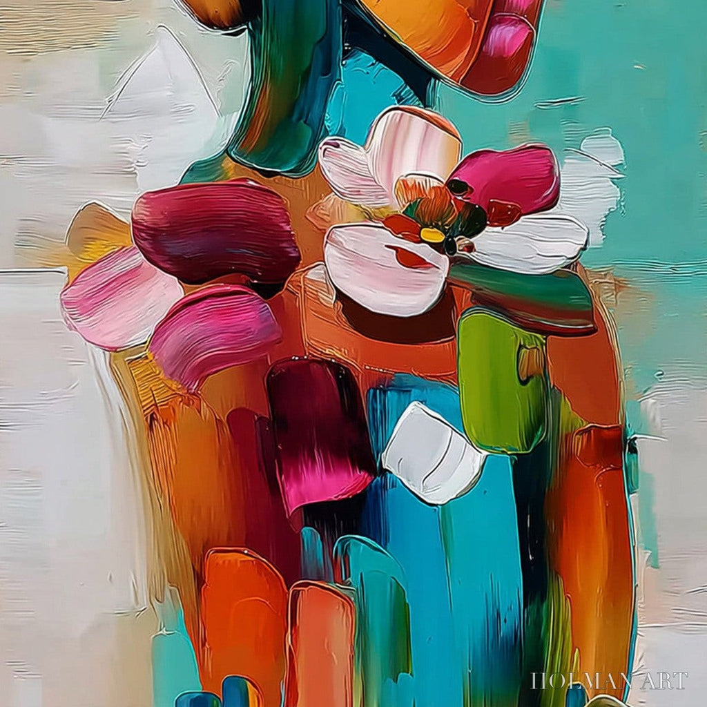 HOLMAN ART Floral Ascension – Colorful Abstract Floral Portrait Impasto Oil Painting - image 5