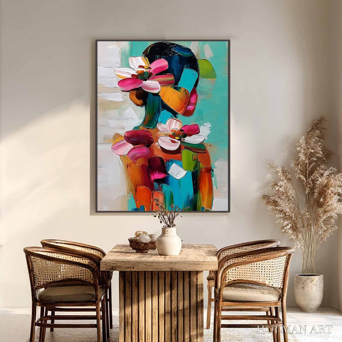 HOLMAN ART Floral Ascension – Colorful Abstract Floral Portrait Impasto Oil Painting - image 6