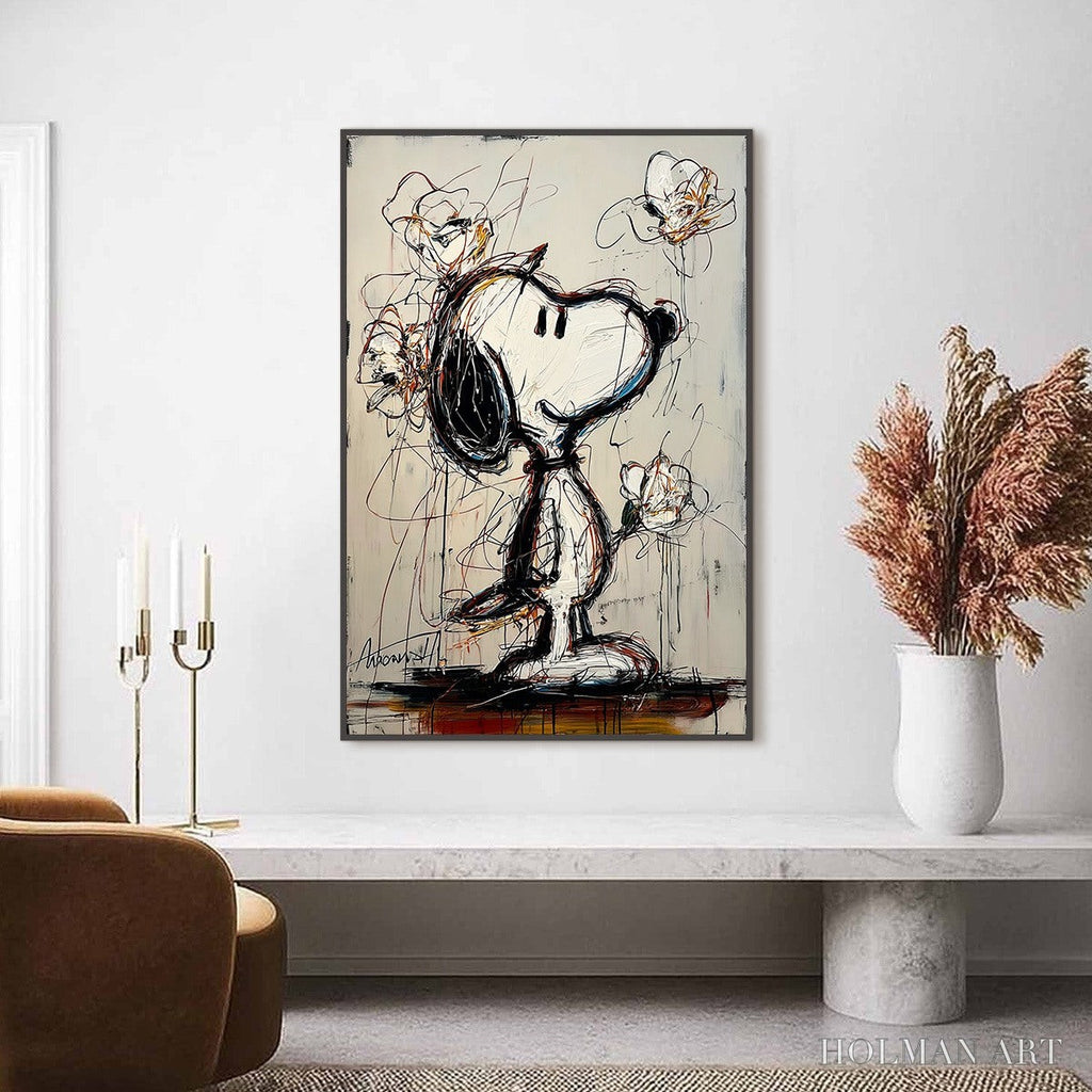 HOLMAN ART Joyful Daydream – Expressive Pop Art Character Painting with Floral Accents - image 4
