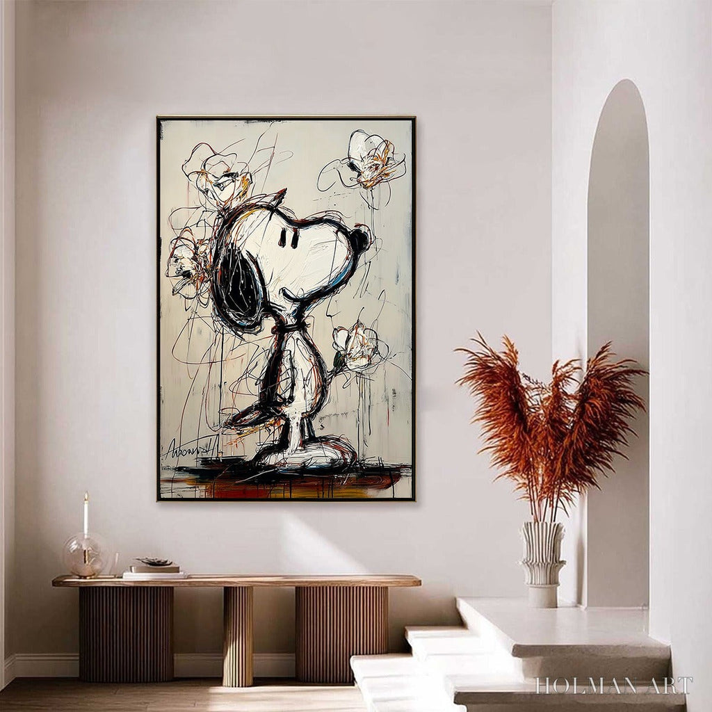 HOLMAN ART Joyful Daydream – Expressive Pop Art Character Painting with Floral Accents - image 6
