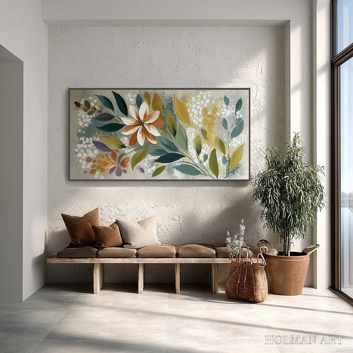 HOLMAN ART Earthly Bloom – Textured Abstract Floral Impasto Painting - image 2