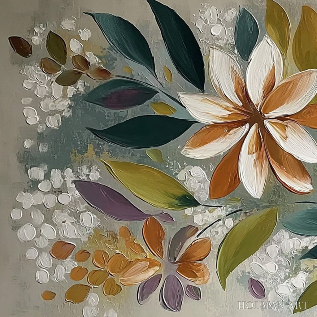 HOLMAN ART Earthly Bloom – Textured Abstract Floral Impasto Painting - image 3