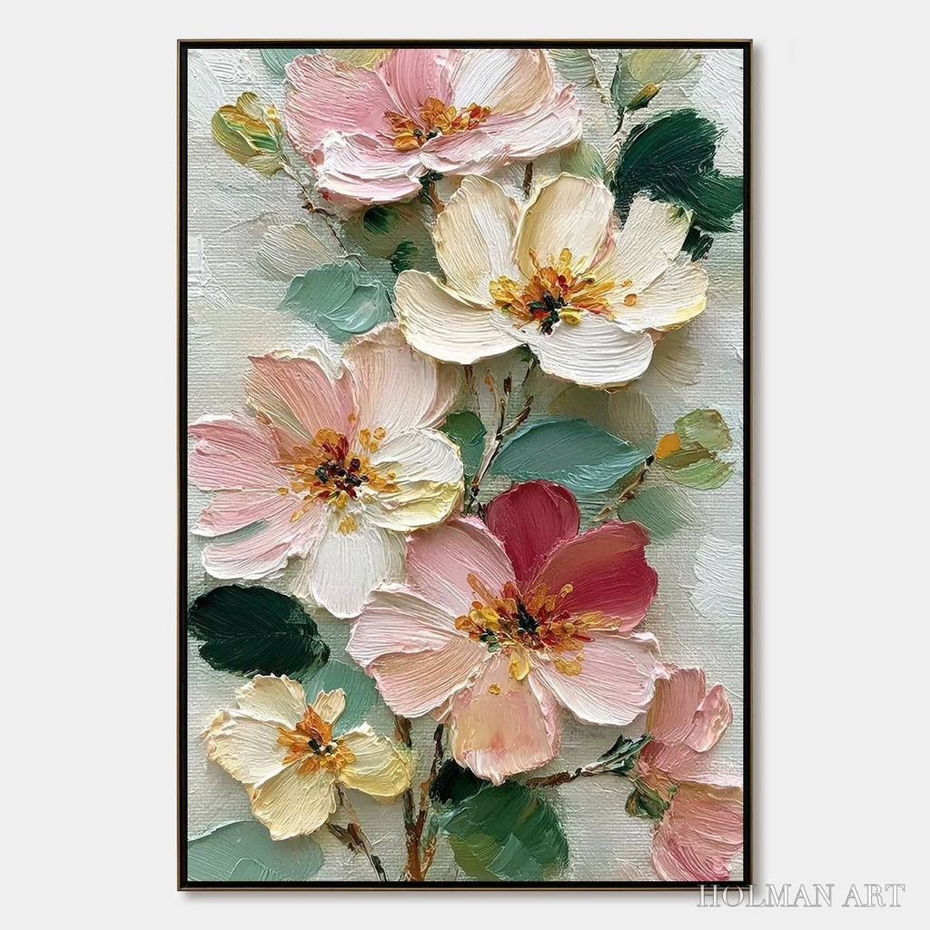 HOLMAN ART Petal Serenade – Vertical Textured Impasto Floral Oil Painting - image 1