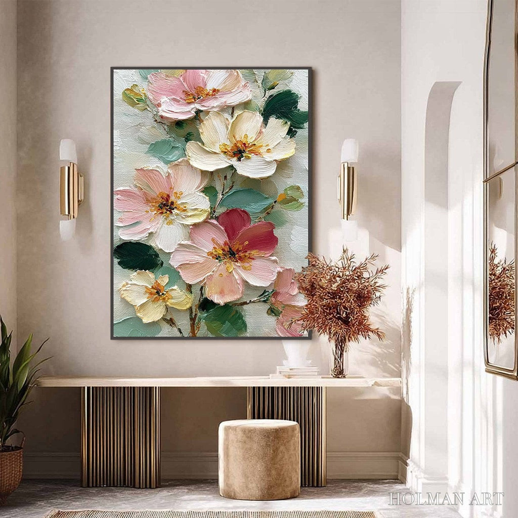 HOLMAN ART Petal Serenade – Vertical Textured Impasto Floral Oil Painting - image 2