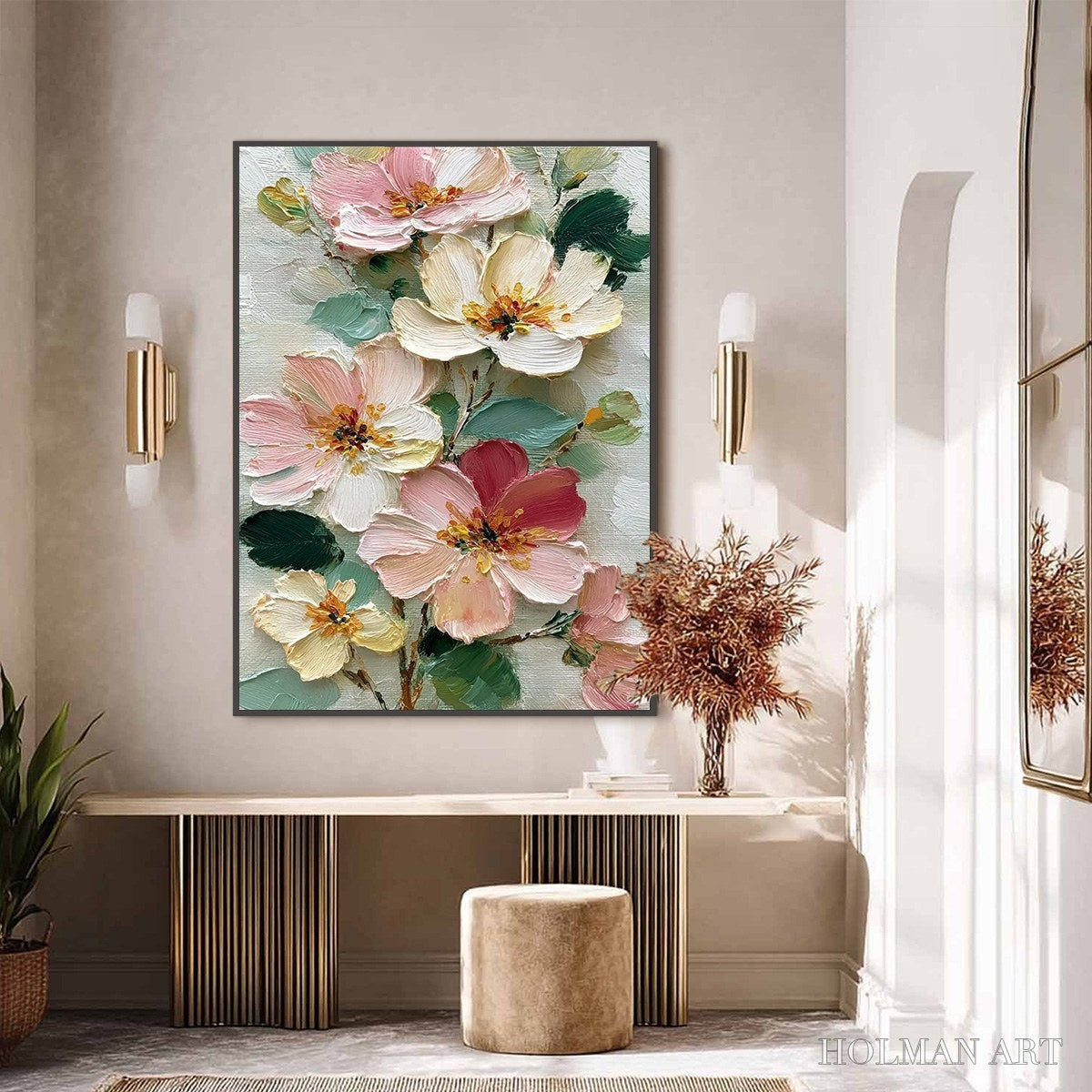 HOLMAN ART Petal Serenade – Vertical Textured Impasto Floral Oil Painting - image 2