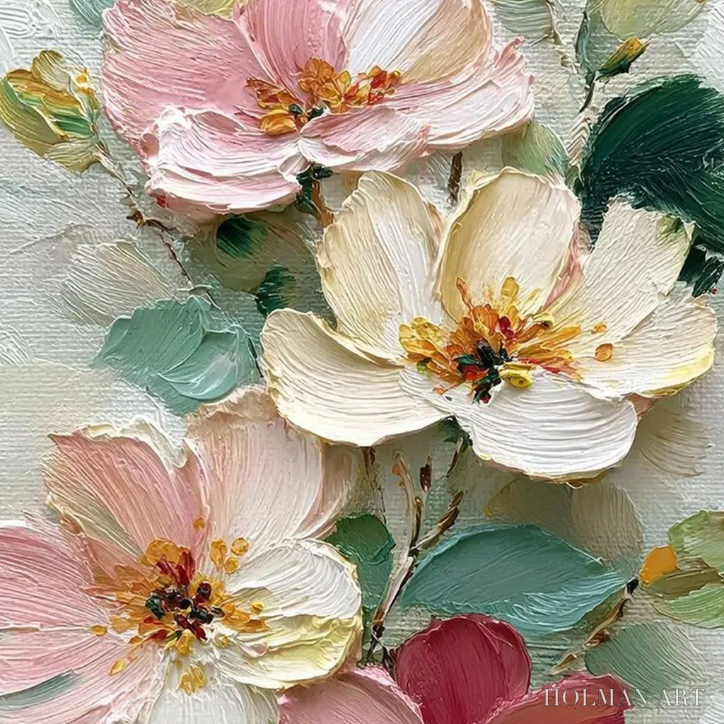 HOLMAN ART Petal Serenade – Vertical Textured Impasto Floral Oil Painting - image 3