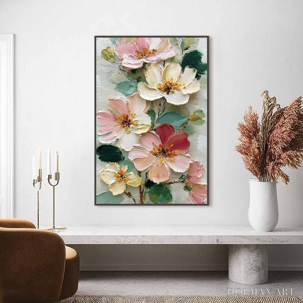 HOLMAN ART Petal Serenade – Vertical Textured Impasto Floral Oil Painting - image 4