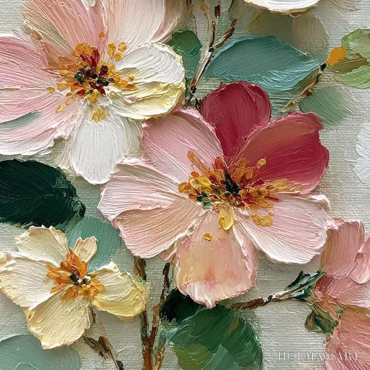 HOLMAN ART Petal Serenade – Vertical Textured Impasto Floral Oil Painting - image 5