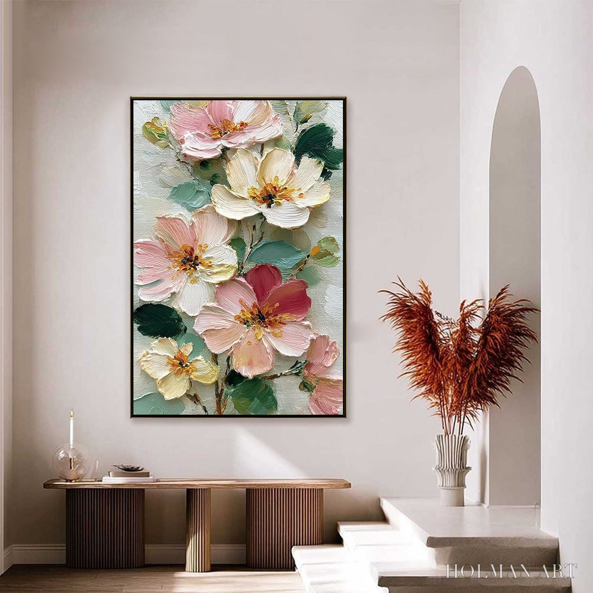 HOLMAN ART Petal Serenade – Vertical Textured Impasto Floral Oil Painting - image 6