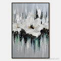 HOLMAN ART Echoes in White – Textured White Flower Impasto Oil Painting with Gold Accents - image 1