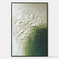 HOLMAN ART Verdant Bloom – Textured Green and White Wabi Sabi Abstract Painting - image 1
