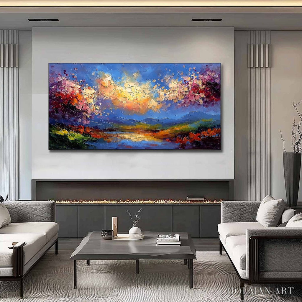 HOLMAN ART Celestial Bloom – Textured Abstract Floral Landscape Oil Painting - image 2