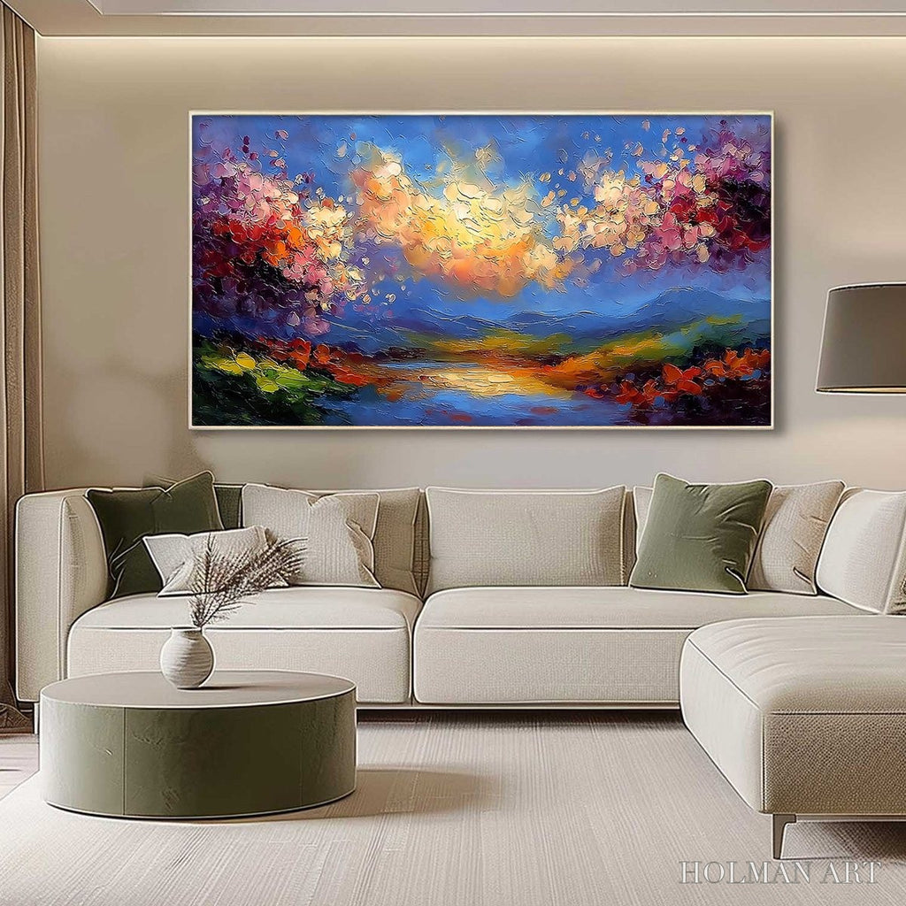 HOLMAN ART Celestial Bloom – Textured Abstract Floral Landscape Oil Painting - image 4