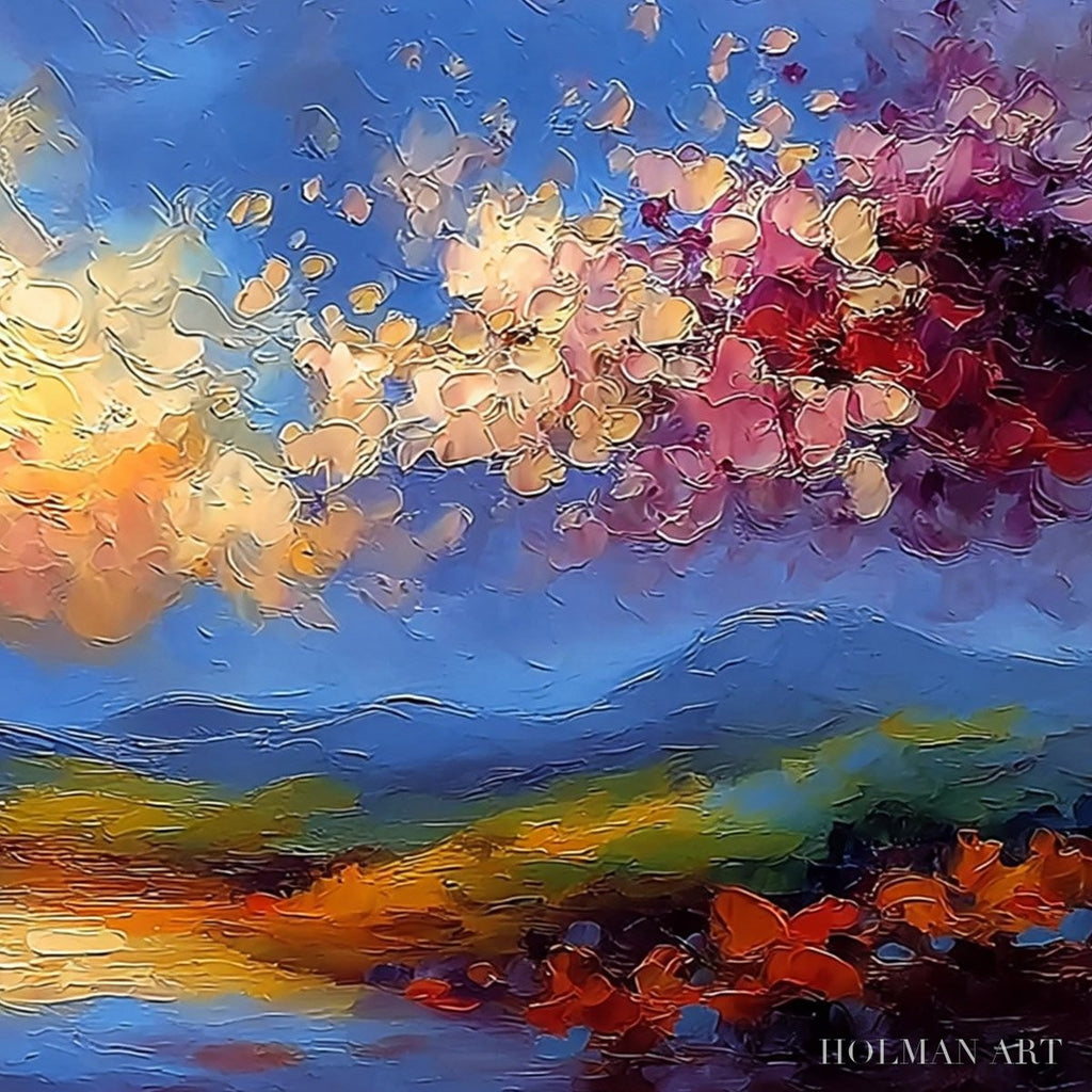 HOLMAN ART Celestial Bloom – Textured Abstract Floral Landscape Oil Painting - image 5