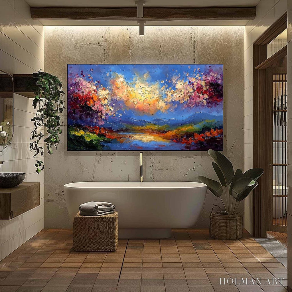 HOLMAN ART Celestial Bloom – Textured Abstract Floral Landscape Oil Painting - image 6