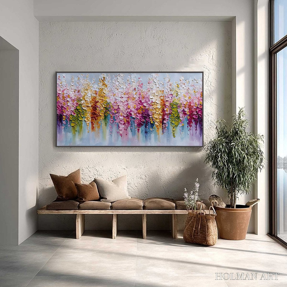 HOLMAN ART Floral Cascade – Colorful Abstract Floral Impasto Palette Knife Painting - image 2