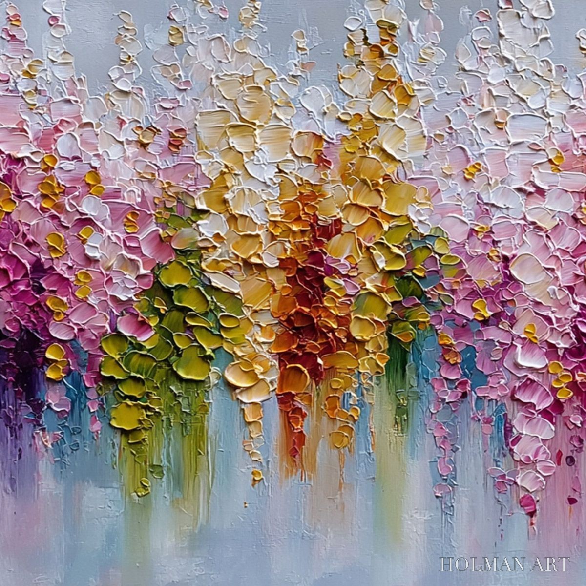 HOLMAN ART Floral Cascade – Colorful Abstract Floral Impasto Palette Knife Painting - image 3