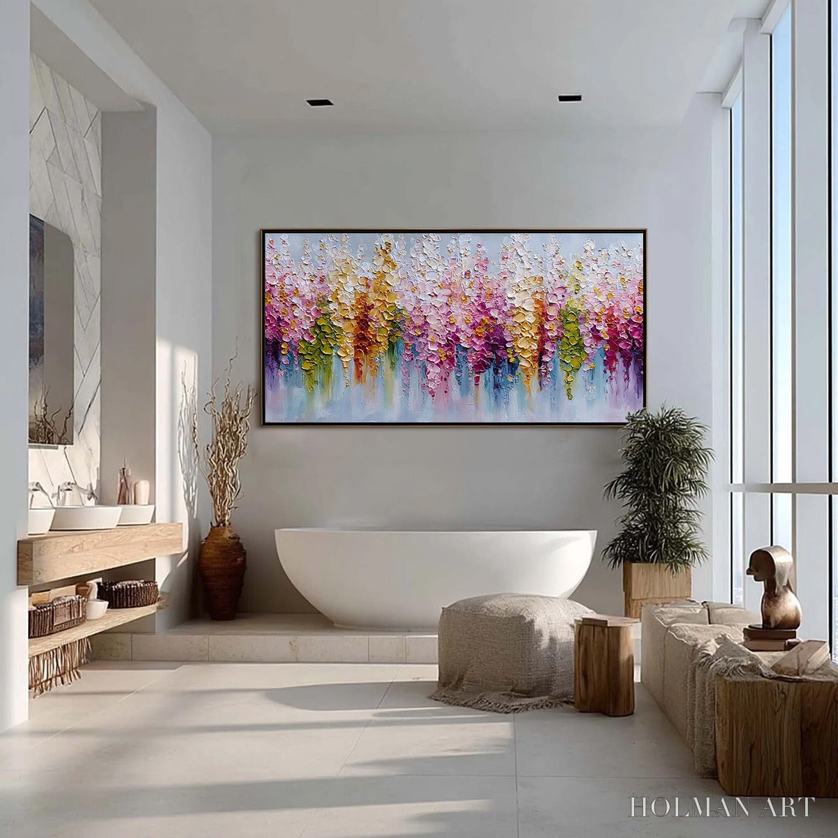 HOLMAN ART Floral Cascade – Colorful Abstract Floral Impasto Palette Knife Painting - image 4