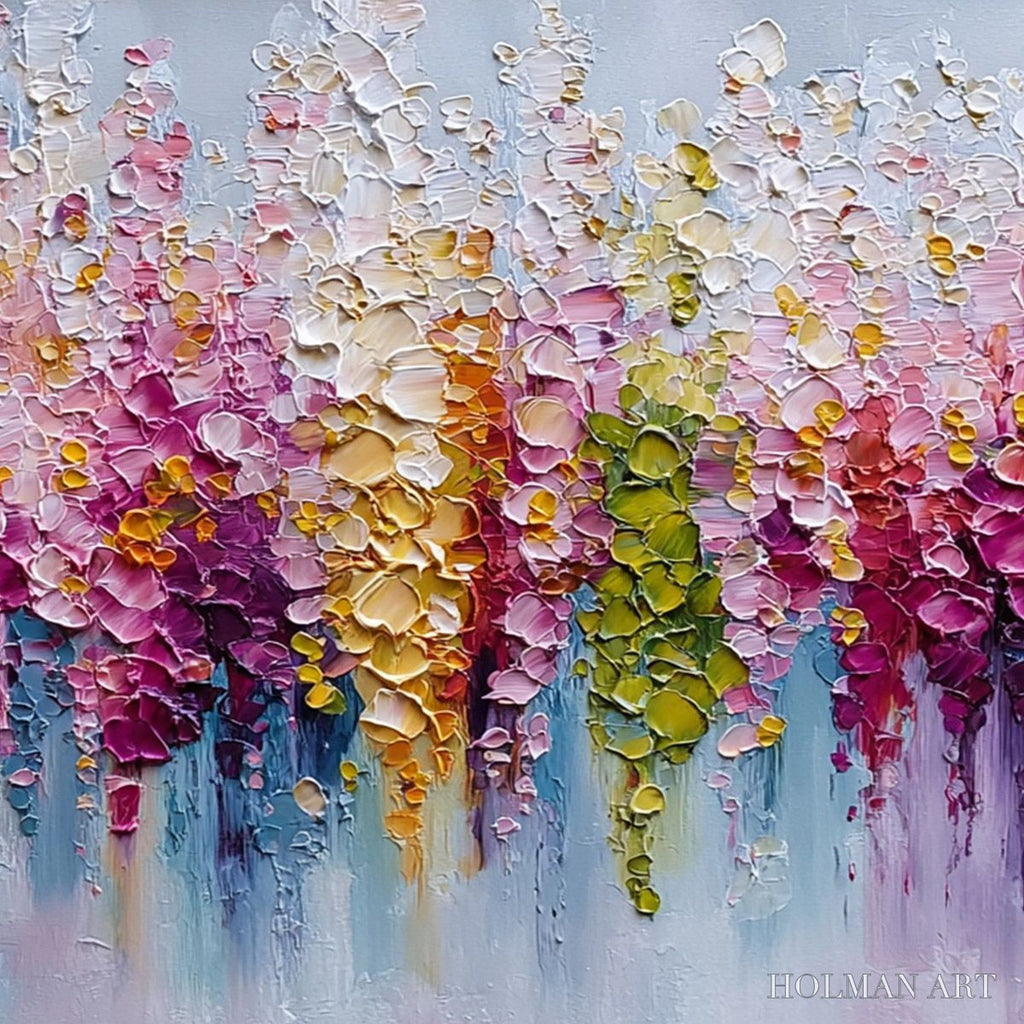 HOLMAN ART Floral Cascade – Colorful Abstract Floral Impasto Palette Knife Painting - image 5