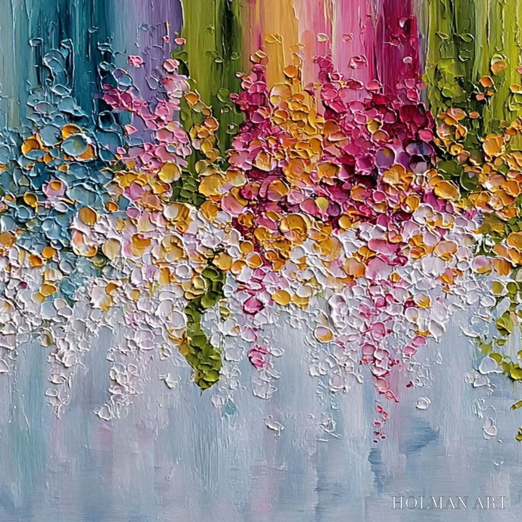 HOLMAN ART Petal Rain – Heavy Texture Impasto Floral Abstract Painting - image 3
