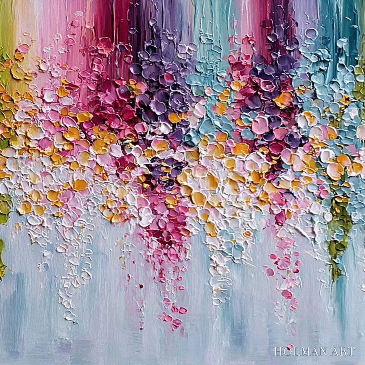 HOLMAN ART Petal Rain – Heavy Texture Impasto Floral Abstract Painting - image 5