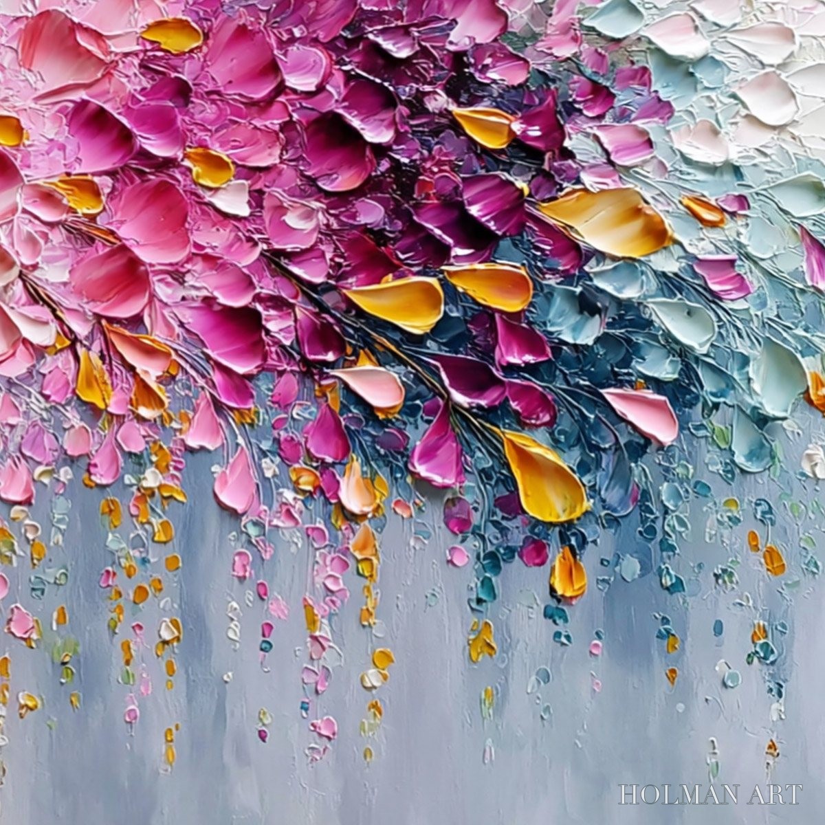 HOLMAN ART Petal-Rain-Heavy-Texture-Impasto-Floral-Abstract - image 5