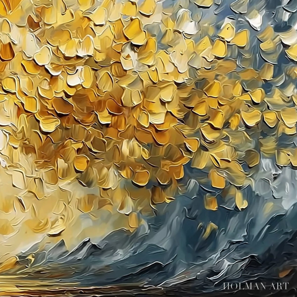 HOLMAN ART Golden Embrace – Textured Golden Leaf Tree Impasto Landscape Painting - image 5
