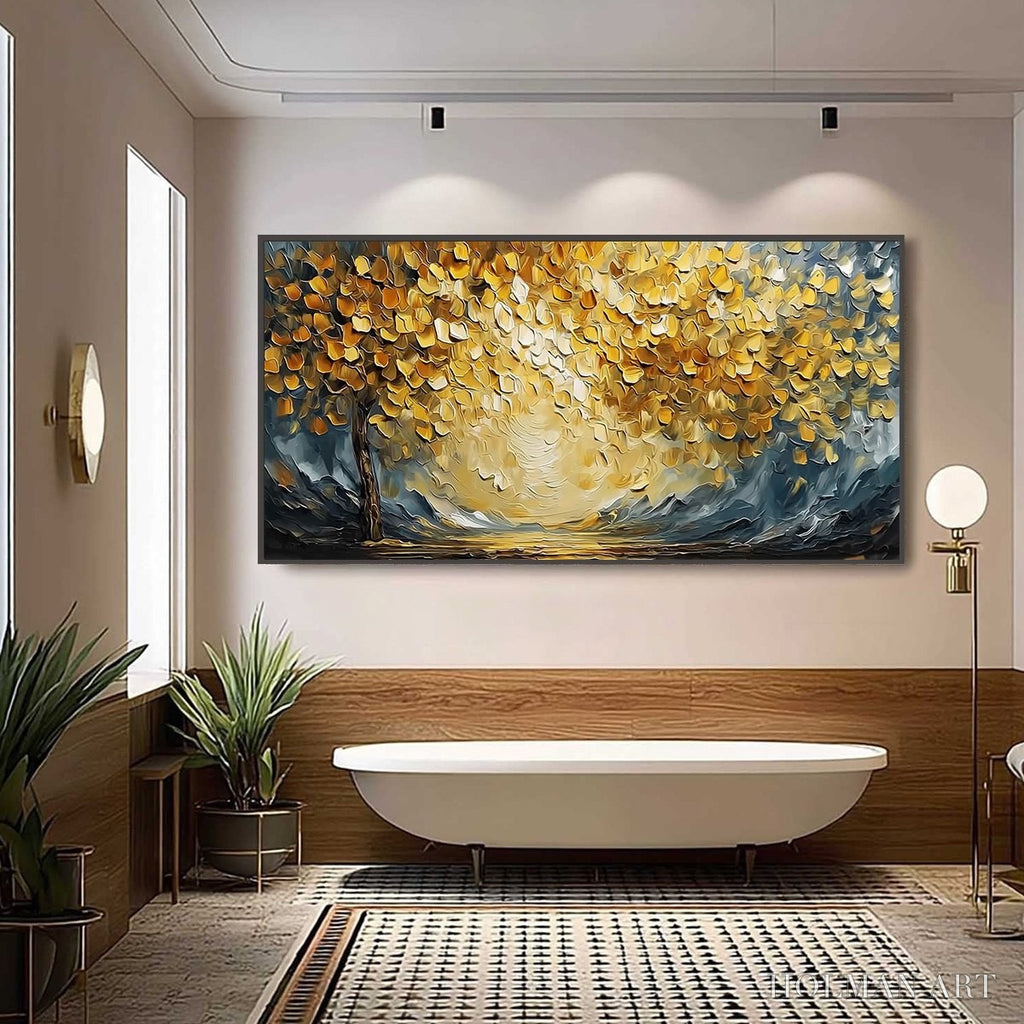HOLMAN ART Golden Embrace – Textured Golden Leaf Tree Impasto Landscape Painting - image 6