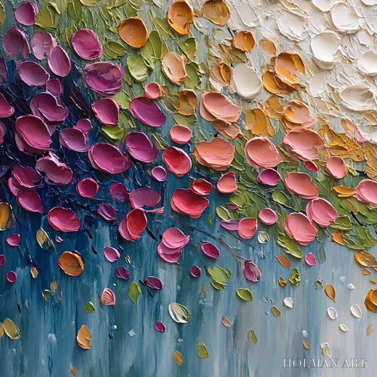HOLMAN ART Petal Cascade – Colorful Textured Floral Impasto - image 3