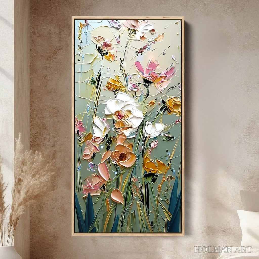 HOLMAN ART Garden Whispers – Vertical Palette Knife Floral Impasto - image 2